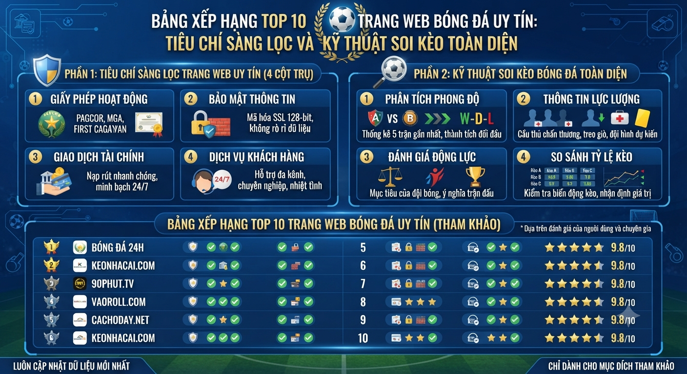 top 10 trang web bóng đá